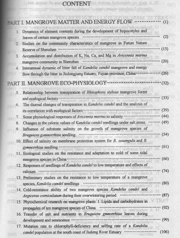 Mangrove Research Papers IV (1997-1999) - inhaltsverzeichnis